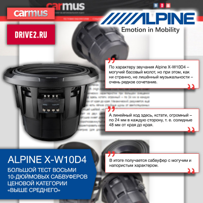 Тест сабвуфера  Alpine X-W10D4 в Car&Music